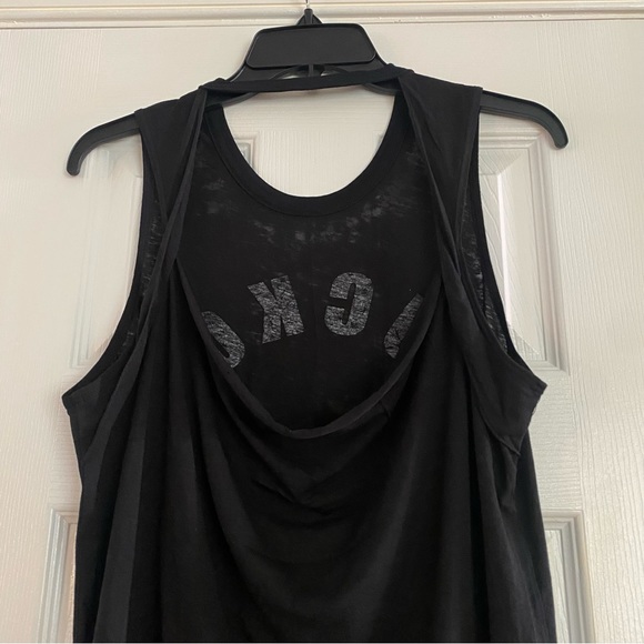 Chaser Cuckoo Bananas Tank Top Medium Thin Semi Sheer Black Yellow White Shirt - Picture 7 of 7